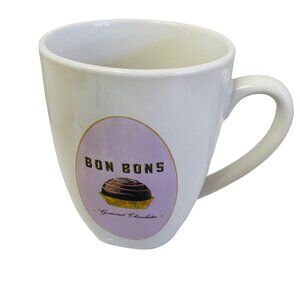 Bon Bons Gourmet Chocolates Ceramic Mug - Sweet Tooth's Dream 12 Oz White & Purp